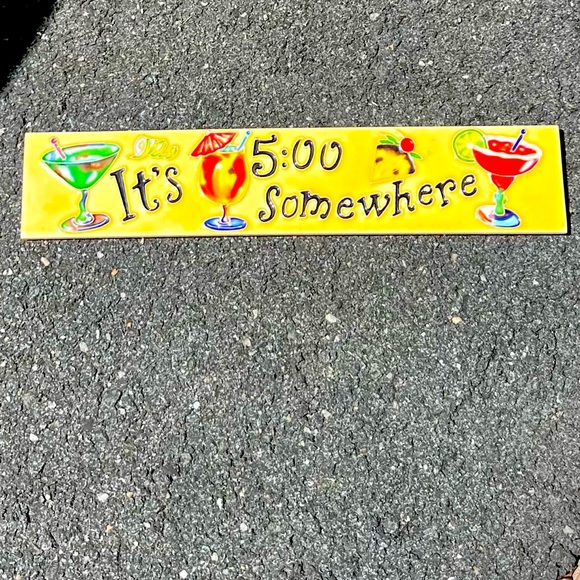 Artisan Handmade Happy Hour “It’s 5:00 Somewhere” Hanging Wall Decor, 16” x 3”. - Picture 6 of 6